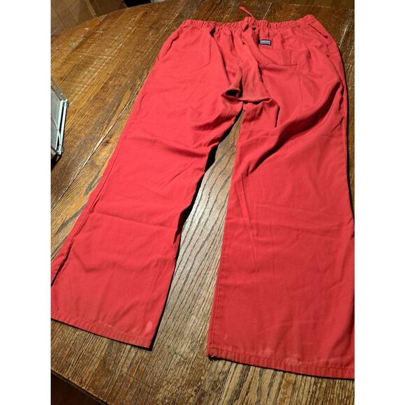 Cherokee Workwear Red Scrub Pants Size Large Style 4101P Drawstring Ankle Slits - Picture 3 of 6